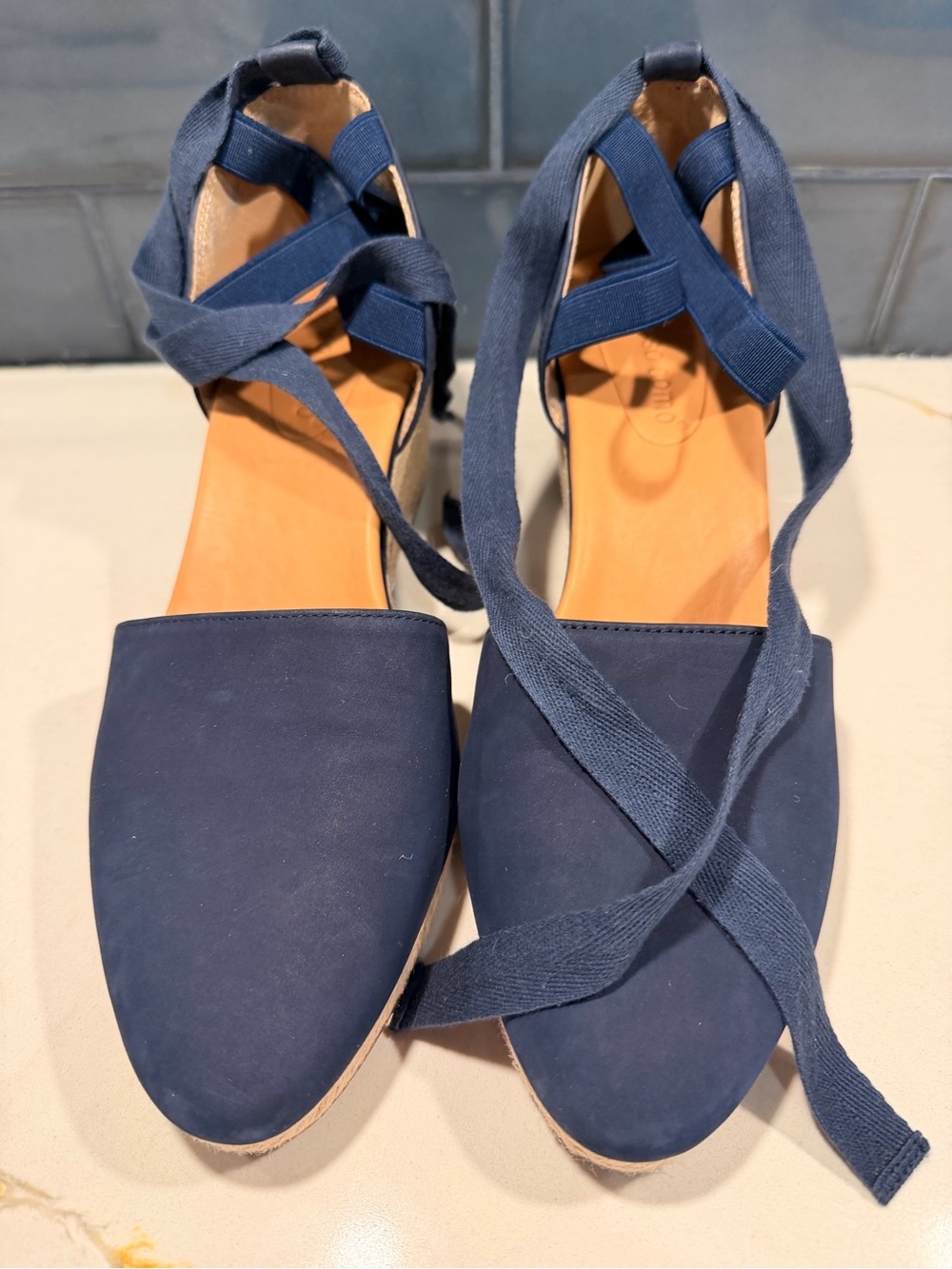 Corso Como Navy Wrap-Style Flat Loafers